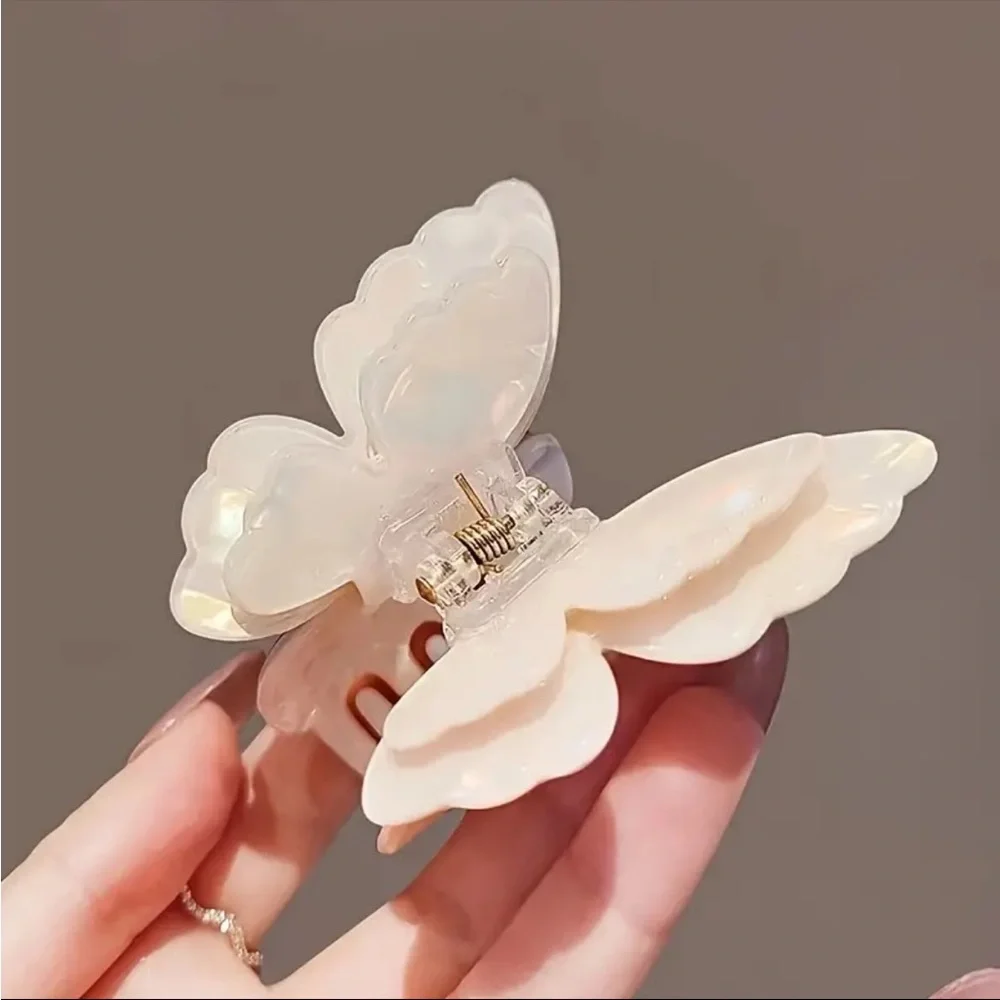 Iridescent White Butterfly Hair Clip - Elegant Women’s Accessory